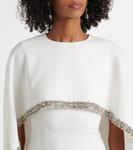 Мини-платье из атласа с накидкой и декором Roland Mouret, белый - фото 4