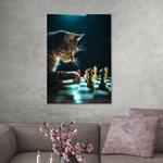 Картина на холсте Hustling Sharks Chess Cat, коричневый - фото 4