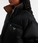 Куртка пуховая с поясом из Re-Nylon Prada, Nero - фото 4