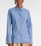 Полосатая рубашка из хлопкового поплина Max Mara, Jeans/B.Co Seta - фото 6