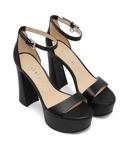 Сандалии женские Guess кожаные на каблуке, черный - фото 3