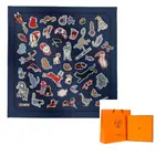 HERMES Шёлковый шарф, Marine Blue - фото