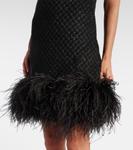 Мини-платье Novara с отделкой из перьев Max Mara, Nero Con - фото 5
