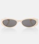 GG овальные солнцезащитные очки Gucci, Ivory-Ivory-Grey - фото