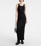 Трикотажное хлопковое макси-платье Ami Paris, черный - фото 2