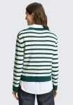Джемпер Tom Tailor, White Green Knit Stripe - фото 3