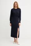 Шерстяное платье Oui, темно-синий - фото