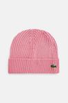 Шерстяная шапка Lacoste, розовый - фото