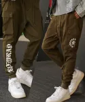 Брюки-карго Sarouel Jogger с логотипом NULL, цвет Olive - фото