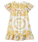 Шёлковое платье с рюшами Underwater Barocco Versace Kids, Eggshell + Multicolor - фото 4