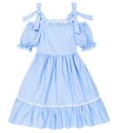 Ярусное хлопковое платье с бантом Patachou, синий - фото