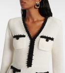 Мини-платье из вафельной вязки с бисером Self-Portrait, белый - фото 4