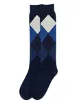 Носки с узором в ромб Ballantyne, синий - фото 2