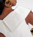 Мини-платье из кади с атласной отделкой и бантом Alessandra Rich, белый - фото 6