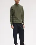 Мужской джемпер в рубчик с молнией Fred Perry, оливковый зеленый - фото 3