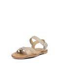 Открытые кожаные босоножки для девочки с пряжкой Pisamonas, бежевый - фото 2