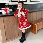 Детское платье с меховым воротником, миди PROTECTCAMEL, red - фото 4