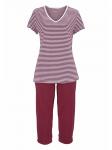 Пижама HIS Capri, цвет bordeaux-gestreift - фото