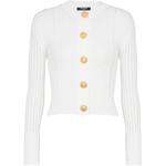 Короткий вязаный кардиган BALMAIN, белый - фото