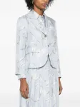 Шелковый блейзер с принтом THOM BROWNE, синий - фото 3