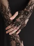 Перчатки с цветочным кружевом 2310 STUDIO, черный - фото 2