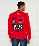 Лонгслив мужской Hugo хлопковый с принтом, красный - фото 3