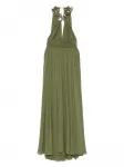 Шелковое платье макси с эффектом металлик Elie Saab, зеленый - фото