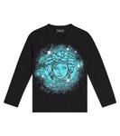 Футболка из хлопкового джерси с логотипом Versace, черный - фото