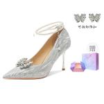 Ainer-cat Ainer cat Slim Heel High Heels 8cm Women's Silver - фото 10