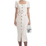 Платье миди на пуговицах Self-portrait, слоновая кость - фото 3