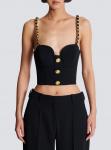 Простой топ с цепочками вместо бретелек Balmain, черный - фото 5