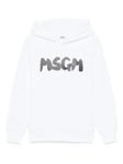 MSGM Kids худи с логотипом, белый - фото