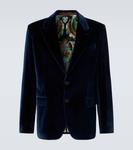 Хлопковый бархатный блейзер Etro, Dark Blue - фото