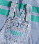Джинсовый комбинезон с полосками и логотипом Tinycottons, Light Blue Denim - фото 2