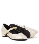 Кожаные балетки Versace Kids, Platinum-Versace Gold - фото 6