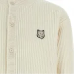 Кардиган в рубчик с рисунком «лисья голова» Maison Kitsune, белый - фото 4