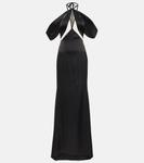 Платье из тюля с открытыми плечами David Koma, черный - фото