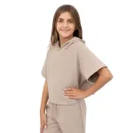 Детская укороченная худи для девочек 7-20 Layer 8, хаки - фото 3