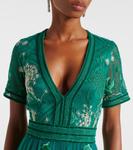 Платье с цветочной вышивкой Costarellos, зеленый - фото 4