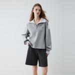 ELLE Свитшот Women's Medium Gray Lapel Moderate Regular - фото 3