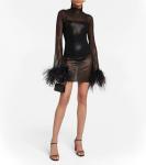 Мини-платье с перьями OSÉREE, черный - фото 2