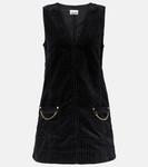 Мини-платье из хлопкового вельвета Ganni, черный - фото