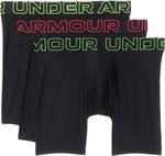 Under Armour мужские боксеры Performance Tech Mesh Solid 6" 3 шт, Black/Red - фото