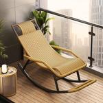 Плетеное кресло-качалка из искусственного ротанга с мягким матрасом для отдыха - фото 9