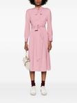 Maison Kitsuné платье-рубашка миди с поясом, розовый - фото
