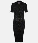 Рибленое платье миди Versace, Black - фото