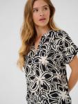 Блузка Ano Floral с короткими рукавами KAFFE, Black/Light Beige - фото 4