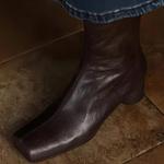 Женские ботильоны XU RI Haapy Bird ретро и комфорт сзади на молнии, с квадратным носком, средней высоты, из натуральной кожи с массивными каблуками, нос свиньи, сочетаются с любой одеждой XU RI Happy Bird, Coffee - фото 4