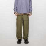 Брюки карго с вышитым логотипом Acne Studios, оливковый - фото 4