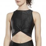 Блестящая майка-топ с рисунком для йоги Reebok, цвет Black_Hd0927 - фото 3